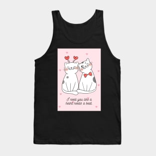 Cute Valentine Cat Couple Tank Top